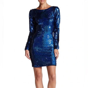 Dress the Population Blue Sequin Bodycon Mini
